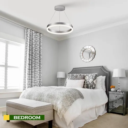 Vista 111 de Benkut Lámpara de Araña de Anillo LED Moderna Negra para Comedor, Lámpara de Araña de Techo Circular Empotrada Regulable con Control Remoto