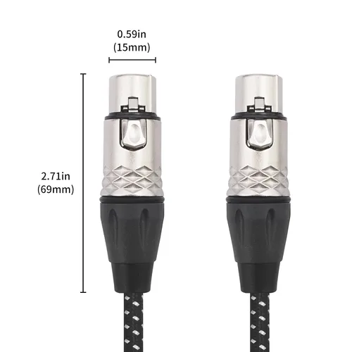 Vista 6 de Cable de micrófono XLR hembra a hembra de 6 pies, cables de conexión de micrófono equilibrados de 3 pines, cable DMX XLR hembra a hembra