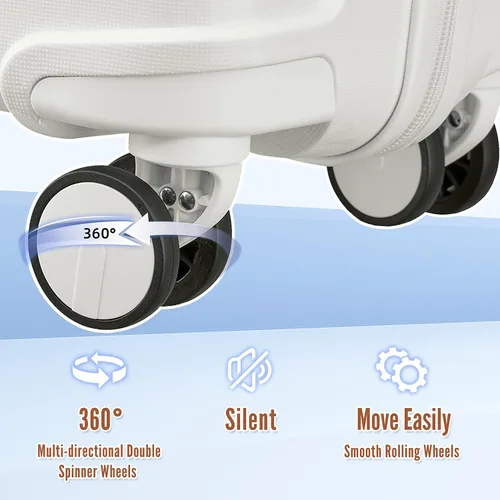 Vista 6 de Joyway maleta de equipaje, Blanco, Equipaje Spinner Ruedas Hardside Equipaje 8pcs Set Ligero Pp Durable Equipaje Con Tsa Lock..