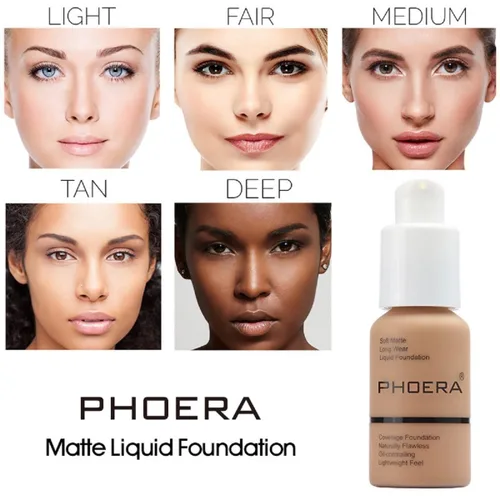 Vista 5 de PHOERA - Base de maquillaje mate, corrector de control de aceite, maquillaje impermeable de larga duración, base de cobertura completa