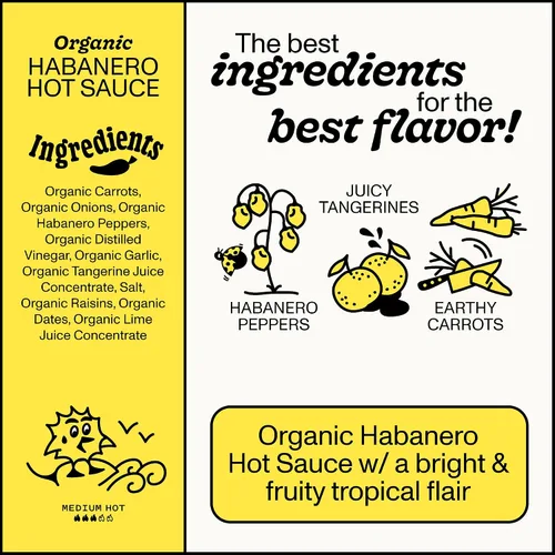 Vista 3 de Yellowbird® Salsa picante orgánica de habanero 9.8 oz. Tamaño para despensa