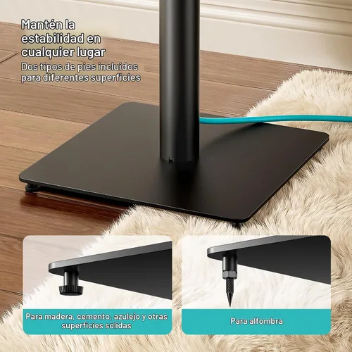 Vista 6 de Par de soportes para altavoces, altura fija de 30 pulgadas, capacidad de peso de 55 libras, base de 11.8 pulgadas, gestión de cables, soporte