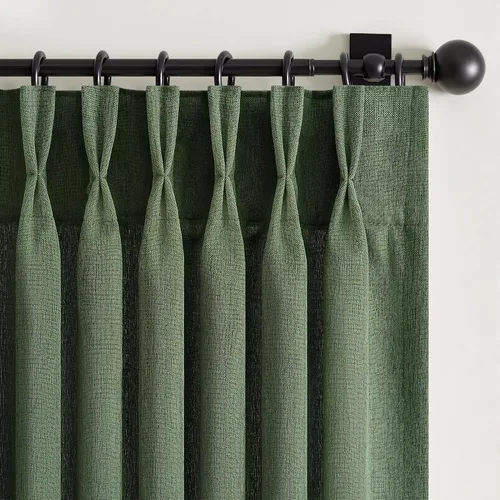 Vista 21 de 2 paneles de cortinas plisadas de lino beige de 84 pulgadas de largo, para dormitorio y sala de estar, cortina plisada con ganchos y pestaña trasera