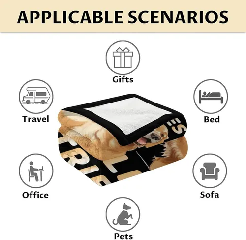 Vista 6 de Golden Retriever - Manta de regalo – 40 x 30 pulgadas, bonita manta para niños y niñas, manta negra suave y mullida para regazo y silla