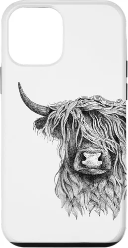 Vista 16 de iPhone 16 Highland Cow - Hand Drawn Illustration Case