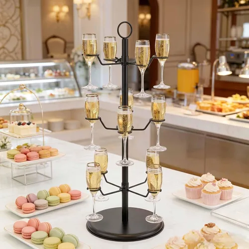 Vista 5 de Champagne Tower - Vajilla para árbol de cóctel, 3 niveles y 12 soportes