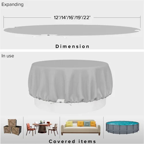 Vista 22 de Fundas para muebles de patio, impermeables, resistentes a los rayos UV, resistentes a los rayos UV, para exteriores, mesa redonda y rectangular