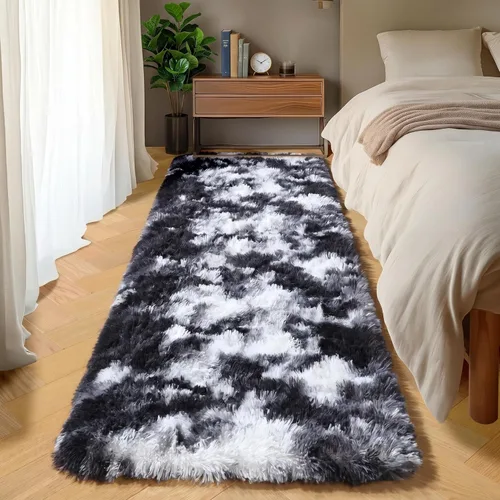 Vista 34 de ONASAR - Alfombra de pasillo negra de 2 x 6 pies, esponjosa, lavable, ultrasuave, afelpada, peluda, tapete para bebés, dormitorio de niños, armario