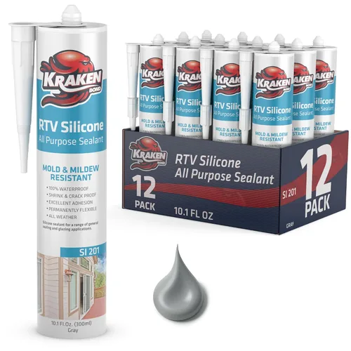 Vista 36 de Kraken Bond Sellador de silicona negro resistente al agua Cartucho de 100 a 10 onzas líquidas, RTV silicona para calafatear cocina y baño, todo uso