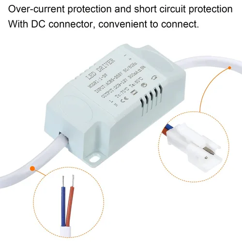 Vista 5 de PATIKIL Controlador LED de 1-3W 300mA, paquete de 5 salidas AC 85-265V 9-12V DC Conector macho de corriente constante transformador rectificador