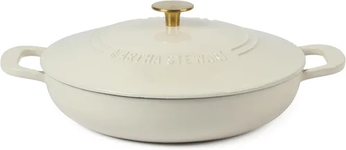 Vista 10 de Martha Stewart Gatwick Enameled Cast Iron Braiser with Lid, 3.5-Quart Braiser Pan for Stovetop & Oven, Cast Iron Braising Pan, Blue