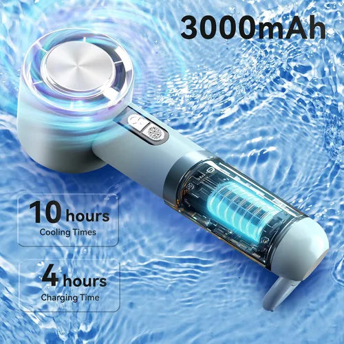 Vista 6 de Ventilador de refrigeración de mano, ventilador portátil de aire acondicionado de 5 velocidades, mini ventilador recargable con USB para mujeres