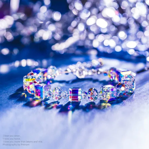 Vista 3 de LADY COLOUR Un poco de romance Pulseras de plata de ley para mujer, pulsera de cristales de la aurora boreal de 7 pulgadas + 2 pulgadas