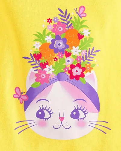 Vista 4 de The Children's Place Camisetas estampadas de manga corta para bebés y niñas pequeñas, con diseño de unicornios y mariposas, a la moda, paquete de 3