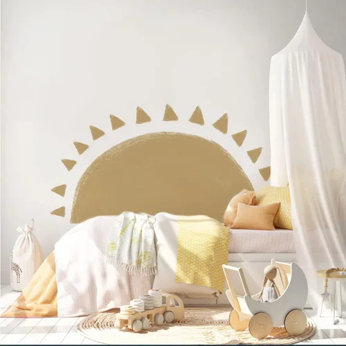 Vista 11 de Calcomanía de pared de medio sol para habitación de los niños, calcomanías de pared de vinilo, calcomanías de pared de guardería, calcomanías