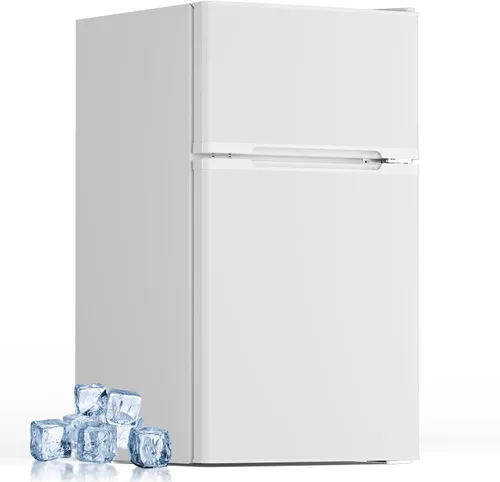 Vista 10 de Electactic 3.1 pies cúbicos Mininevera con congelador de 2 puertas, refrigerador compacto mini con estantes de vidrio ajustables y removibles