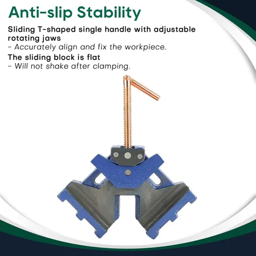 Vista 5 de ATPEAM Abrazadera de ángulo de soldadura de hierro fundido - Plantilla autocentrante de dos ejes resistente de 90 ° para soldadura y carpintería