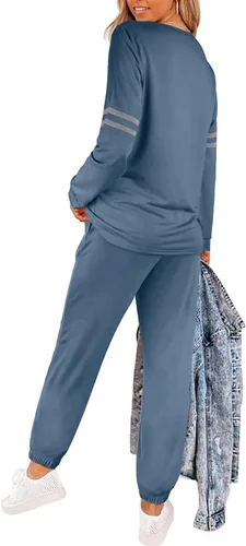 Vista 3 de Sipaya - Conjuntos de sudadera de bloque de color para mujer, conjuntos casuales de 2 piezas
