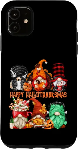 Vista 8 de iPhone 16 Halloween Thanksgiving Christmas Gnomes Happy Hallothanksmas Case