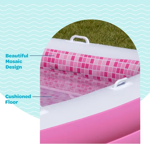 Vista 2 de Inflable para niños y adultos de 90"x60" (7.5'x5') con piso acolchado suave, asas y drenaje, piscina infantil, gran piscina inflable para el patio
