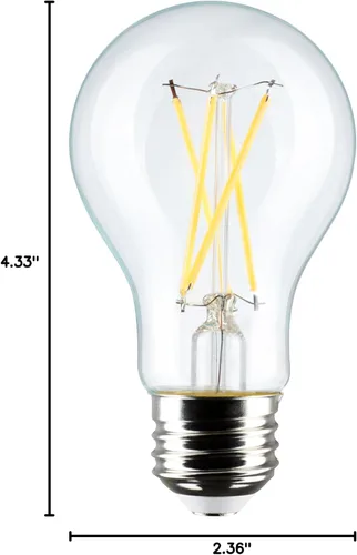 Vista 2 de Satco S12462 - Bombilla LED A19 de 8 W, transparente, 2700 K, base media, 120 voltios, paquete de 4