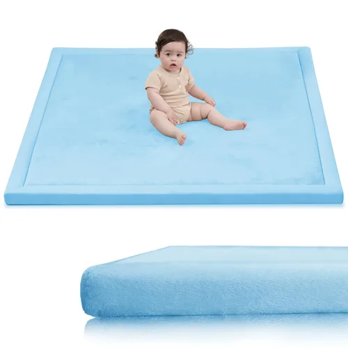 Vista 16 de Huloo Sleep - Tapete de juego para la habitación de bebés y niños pequeños, anticaídas, de espuma elástica de 1.3" de grosor, 28" x 72", terciopelo