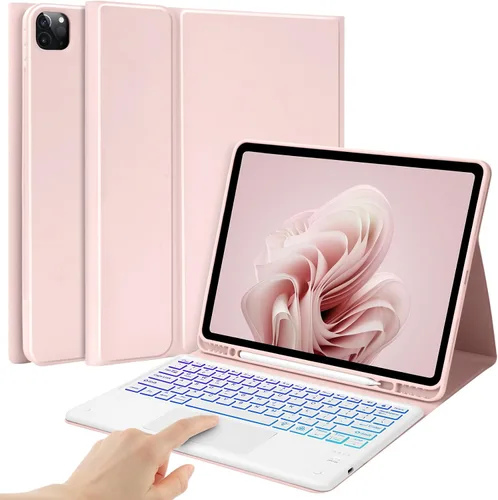 Vista 11 de BQSS Touch - Funda para iPad Air de 13 pulgadas, teclado M4/M3/M2 y Pro de 12.9 pulgadas, color negro Negro (teclado retroiluminado)
