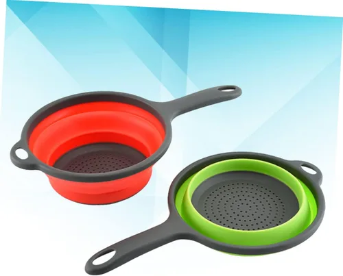 Vista 4 de NOLITOY Colador plegable de silicona con ranura para cuchara, filtros para nevera, colador de arroz, cuenco plegable para verduras, cesta de lavado