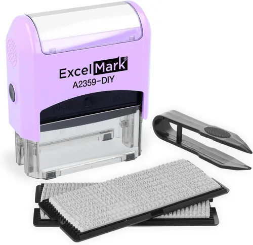 Vista 8 de ExcelMark Kit de Sello de Goma Autoentintado Personalizado DIY - Sellador Personalizado para Negocios o Hogar - Sello de Dirección, Sello de Mensaje