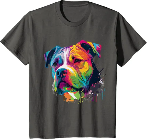 Vista 24 de Colorful American Bulldog American Bully Men Women T-Shirt Asphalt Grey
