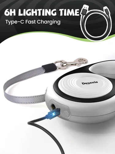 Vista 4 de Correa retráctil para perro con linterna LED, correa para perro 3 en 1 retráctil para perros pequeños y medianos de hasta 66 libras, 16 pies, mango