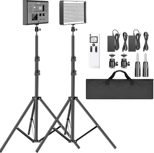 Vista 11 de NEEWER 2 paquetes de 480 luces LED RGB con control de aplicación, kit de iluminación de video fotográfico con soportes y bolsa, 480 LED SMD