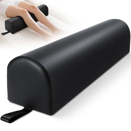 Vista 12 de Noverlife Rodillera redonda 3/4 para mesa de masaje, almohada de masaje de 26 x 6 x 6 pulgadas para piernas con asa de correa, mesa de masaje