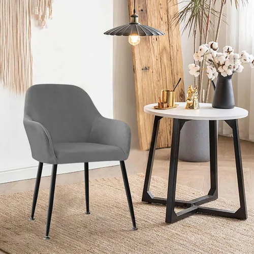 Vista 5 de Fundas protectoras de terciopelo elástico para sillas de comedor con brazos y respaldo curvado pequeño, juego de 6/4/2 para cocina, oficina, hogar