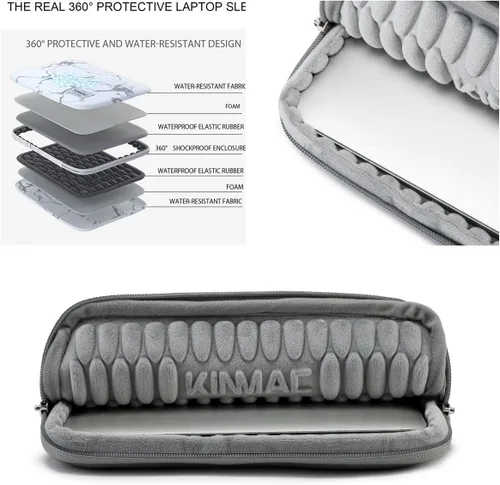Vista 2 de Kinmac Funda protectora de piel sintética en relieve de 360° para laptop con solapa (flor de café, 15 a 15.6 pulgadas)