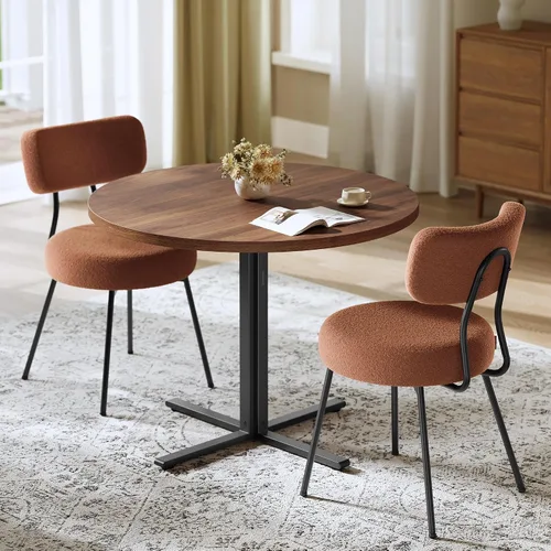 Vista 11 de VASAGLE Juego de mesa de comedor, mesa de comedor redonda con 2 sillas de cocina tapizadas, para espacios pequeños, cocina, sala de estar, marco