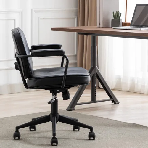 Vista 5 de Ya-Home Silla de escritorio giratoria moderna con reposabrazos, cómoda silla de computadora de altura ajustable con ruedas, silla de escritorio