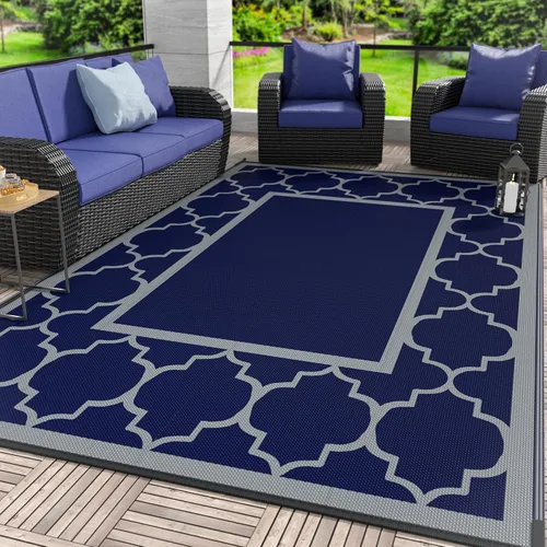 Vista 15 de GENIMO - Alfombra para exteriores de 8 x 10 pies, para patio, espacios amplios, impermeable, de pajillas de plástico, alfombra reversible