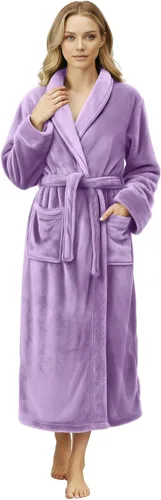 Vista 8 de NY Threads - Bata de baño de lujo para mujer, bata larga de forro polar suave y esponjosa para mujer Negro