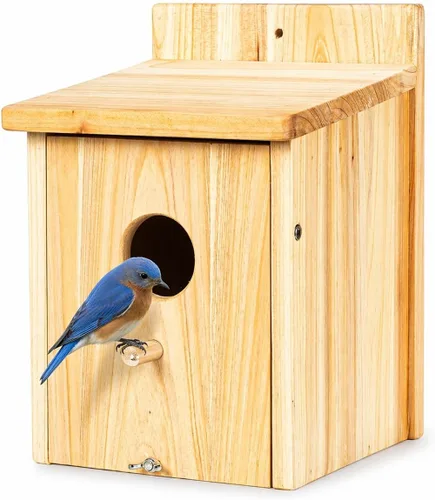 Vista 10 de Casas de madera para pájaros para pajareras exteriores, nido Bluebird House para cardenales, pinzón, Wren, golondrina, para ver el jardín, 1A #