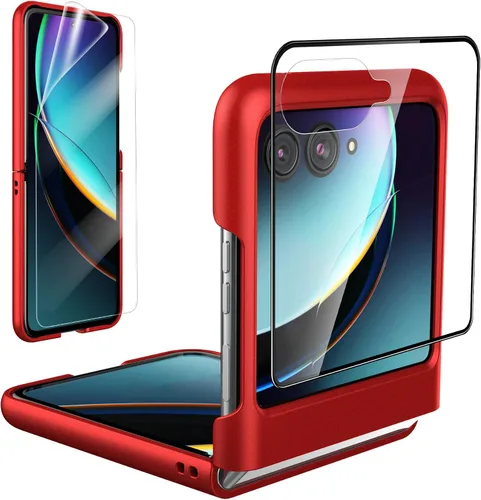 Vista 14 de Foluu Funda delgada para Motorola Razr 2024/2025 [No compatible con Razr Plus 2024], con protector de pantalla frontal integrado, policarbonato mate