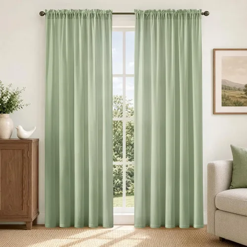 Vista 50 de HOMEIDEAS - Cortinas semitransparentes de privacidad blancas que no se transparentan, 52 x 96 pulgadas Blanco