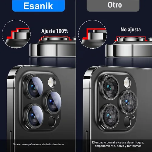 Vista 3 de Esanik Paquete de mejora de 2 unidades para iPhone 14 Pro/iPhone 14 Pro Max Protector de lente de cámara, estuche de metal de aleación de aluminio