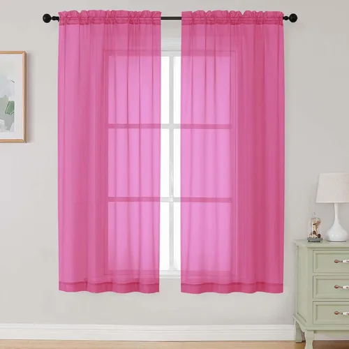 Vista 61 de 2 paneles de cortinas traslúcidas blancas para dormitorio, sala de estar, 96 pulgadas de largo, modernas, suaves, ligeras, con bolsillo para barra
