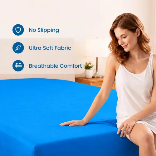 Vista 101 de Sábana bajera ajustable de lujo suave de 600 hilos, 100% algodón egipcio, sábana bajera ajustable individual con elástico alrededor, se adapta a