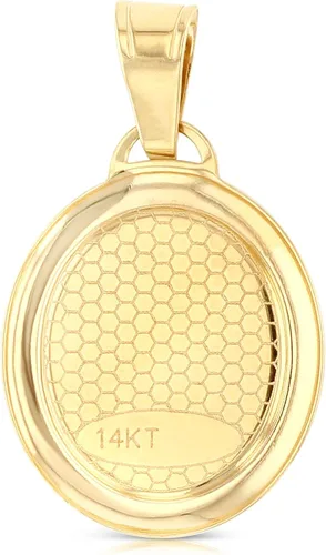 Vista 4 de Ioka Dije de oro amarillo de 14 quilates con dije de imagen esmaltada de Nuestra Señora de Guadalupe con collar de cadena Singapur de 0.035in