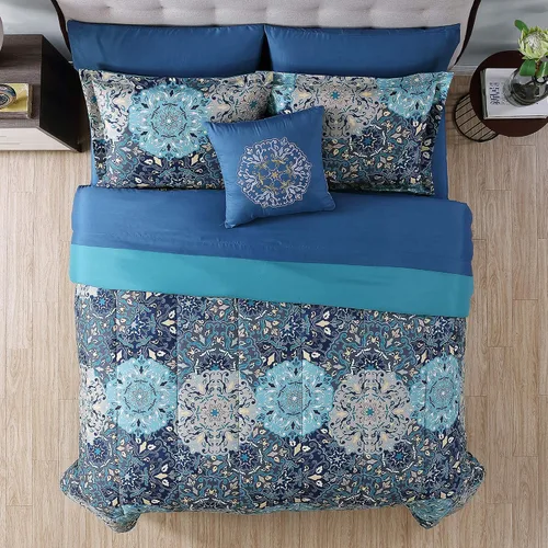 Vista 3 de Modern Threads - Juego de edredón de la colección Granada - Microfibra reversible - Elegante juego de cama estampado - Incluye edredón, sábanas