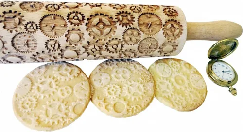 Vista 14 de Rodillo en relieve BEEHIVE. Rodillo de masa grabado con láser para galletas caseras y cerámica por Algis Crafts