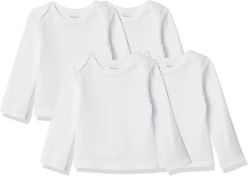 Vista 18 de Hanes Camiseta de manga larga para bebé, camiseta de punto Ultimate Flexy para niños y niñas, paquete de 4 Conjunto de Brwn Dk Verde Azul