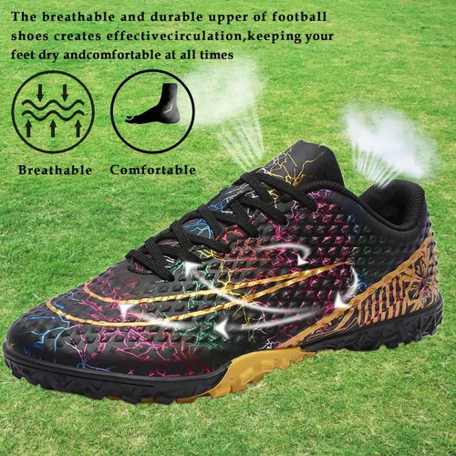 Vista 4 de WINGFAI Zapatos de fútbol para hombre, zapatos de fútbol profesionales de alta calidad, transpirables, atléticos, para exterioresinteriores, fútbol